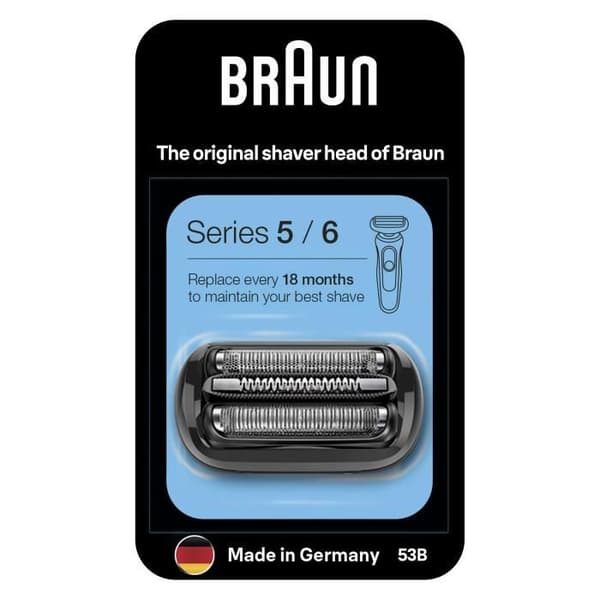 Ersättningshuvud - BRAUN - 53B - För serie 5 och 6 elektrisk rakapparat - Svart