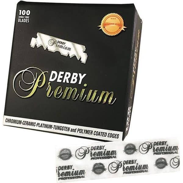 Derby 100 Premium svarta rakblad