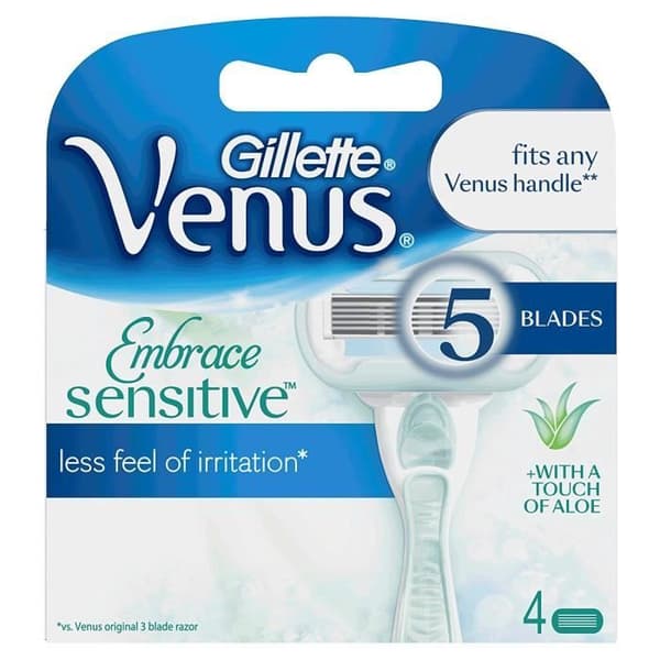 GILLETTE VENUS EMBRACE 5 BLAD SENSITIVE 4 HUVUD
