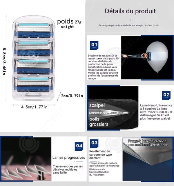 INN Rakblad för män Refills 4 Refills 4 Units Byt ut kompatibelt manuellt Razor Head 5th Steg Universal