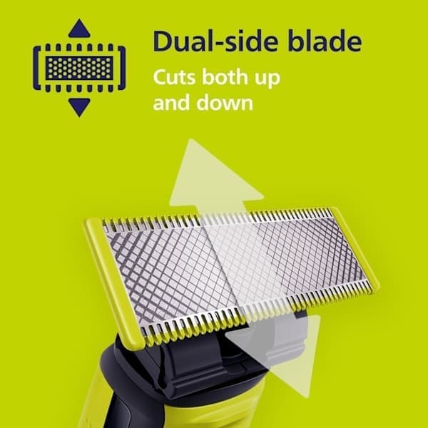 För OneBlade elektriska rakapparater och trimmers, utbytesblad, slitstarkt rostfritt stål, kant och rakning, modell QP230/50
