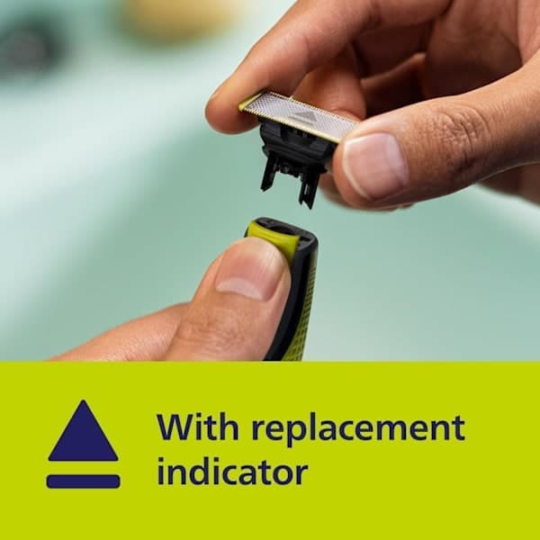 För OneBlade elektriska rakapparater och trimmers, utbytesblad, slitstarkt rostfritt stål, kant och rakning, modell QP230/50