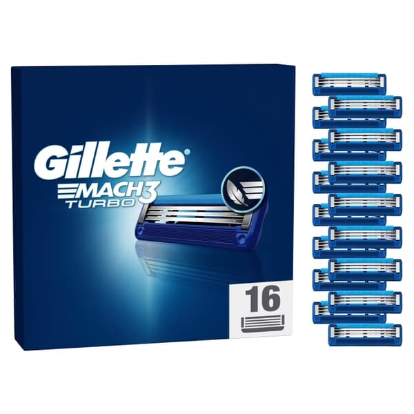 Gillette Mach3 Turbo miesten partakoneen terät - sininen/harmaa - 16 kpl