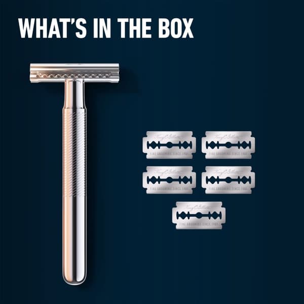 King C. Gillette Dubbeleggad Säkerhetshyvel + 5st rakblad
