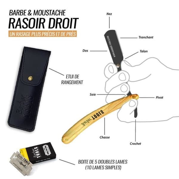 Rak rakhyvel/Barberrakhyvel utbytbart blad + 5 dubbla blad (10 enkelblad) + Hemostatisk sticka