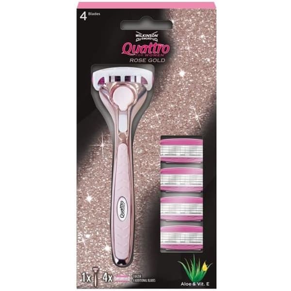 WILKINSON Quattro For Women Rose Gold Razor + 4 blad