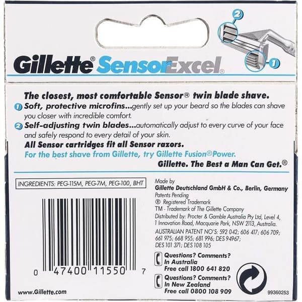 Gilette Sensor Excel - rakblad av reservdelar (pack av 5)[102]