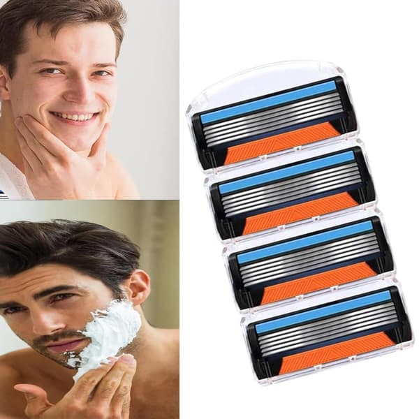 Auledio 4-pak udskiftningsblade til Fusion manuelle barbermaskiner udskiftningsblade udskiftningsblade til barbermaskiner stilfuld orange