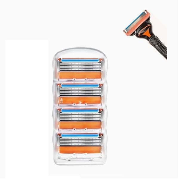 Auledio 4-pak udskiftningsblade til Fusion manuelle barbermaskiner udskiftningsblade udskiftningsblade til barbermaskiner stilfuld orange