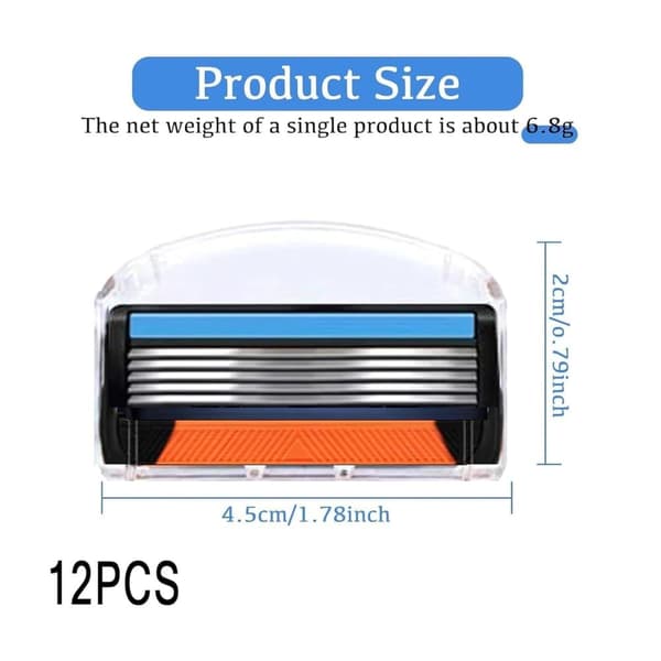 Auledio 12 Pack udskiftningsblade til Fusion manuelle barbermaskiner udskiftningsblade udskiftningsblade til barbermaskiner stilfuld orange