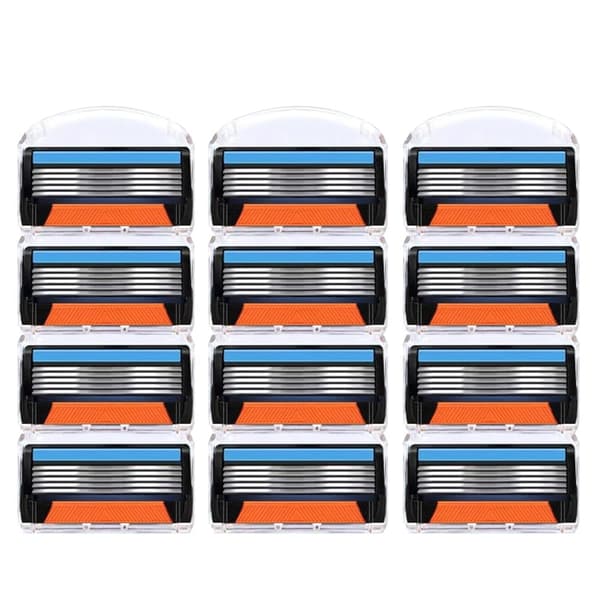 Auledio 12 Pack udskiftningsblade til Fusion manuelle barbermaskiner udskiftningsblade udskiftningsblade til barbermaskiner stilfuld orange
