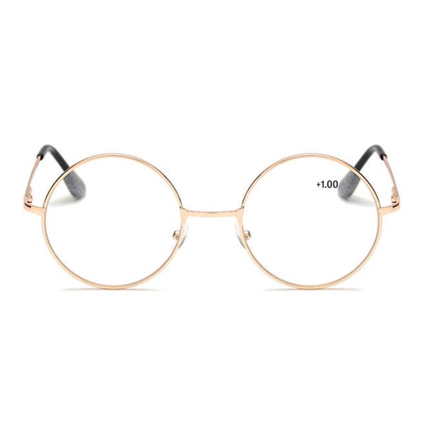 Retro Round Reading Glasses Gold Styrke 1.0 Briller