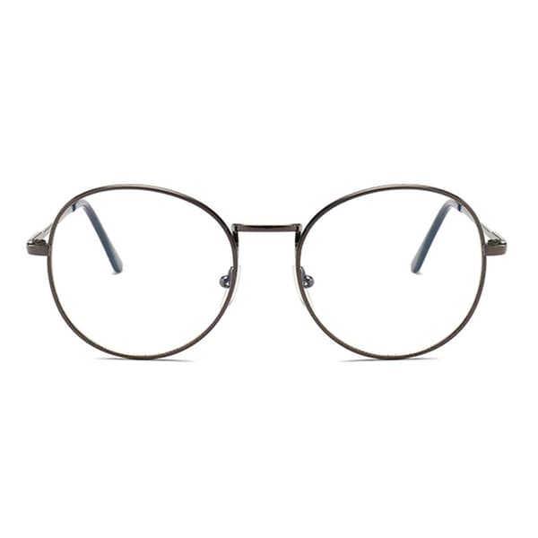 Retro Runda Ovala Glasögon Grå Klart Glas utan Styrka