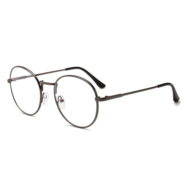 Retro Runda Ovala Glasögon Grå Klart Glas utan Styrka