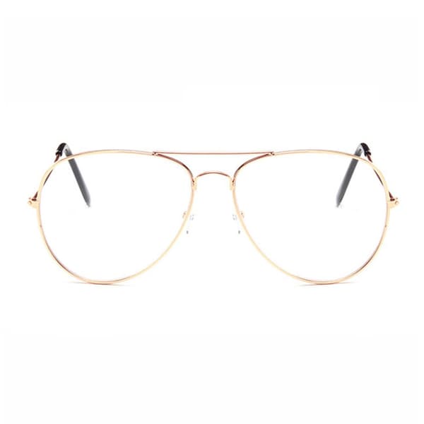 Retro Rose Gold Pilot Aviator Briller Klart glas Klart glas uden styrke