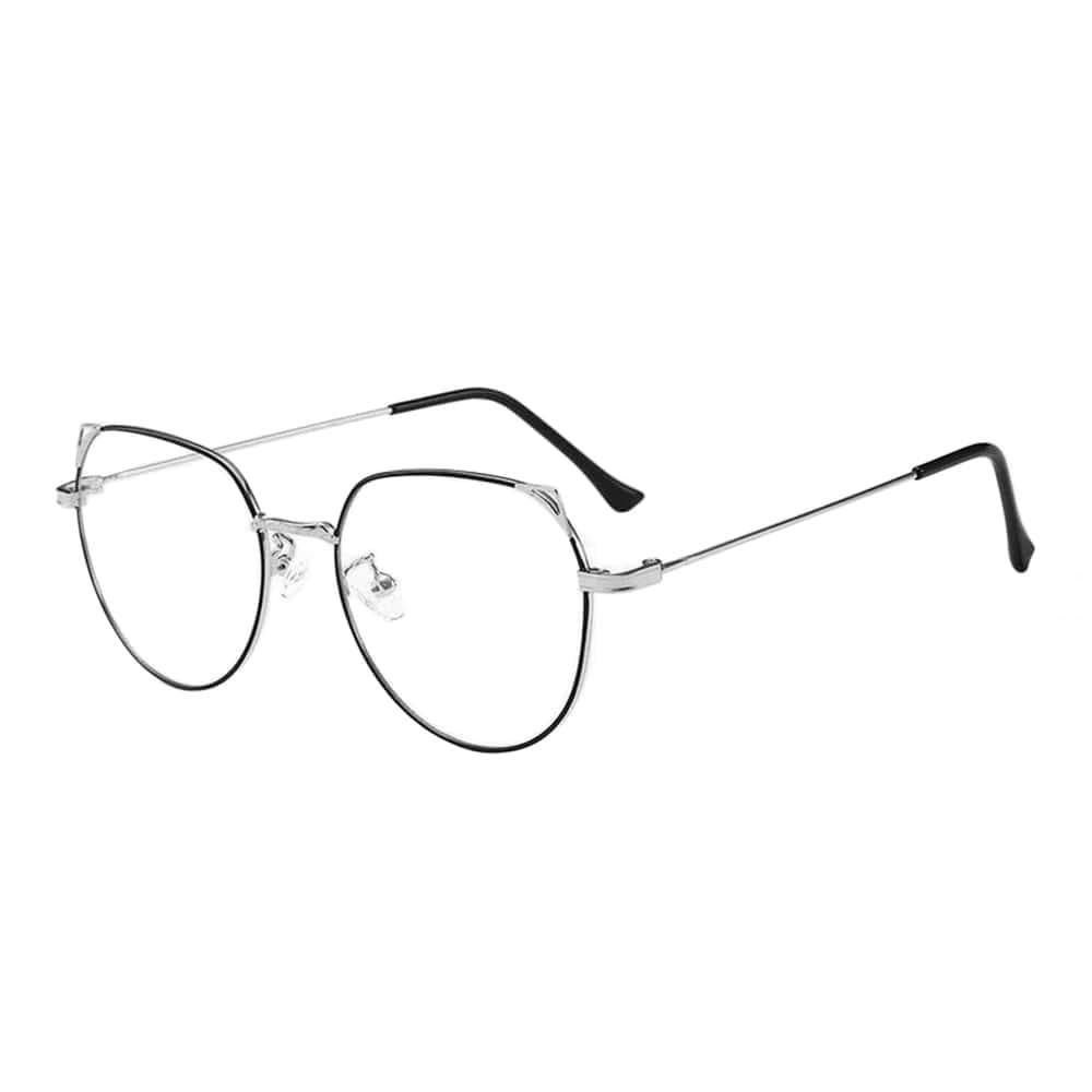 Anti Blue Light-Glasögon, Kattöron - Silver / Svart