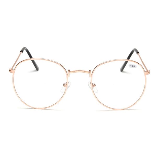 Retro Runda Läsglasögon Glasögon Styrka 3.0 Guld