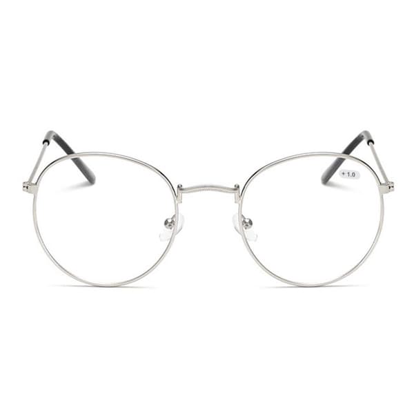 Retro Runda Läsglasögon Glasögon Styrka 1.0 Silver