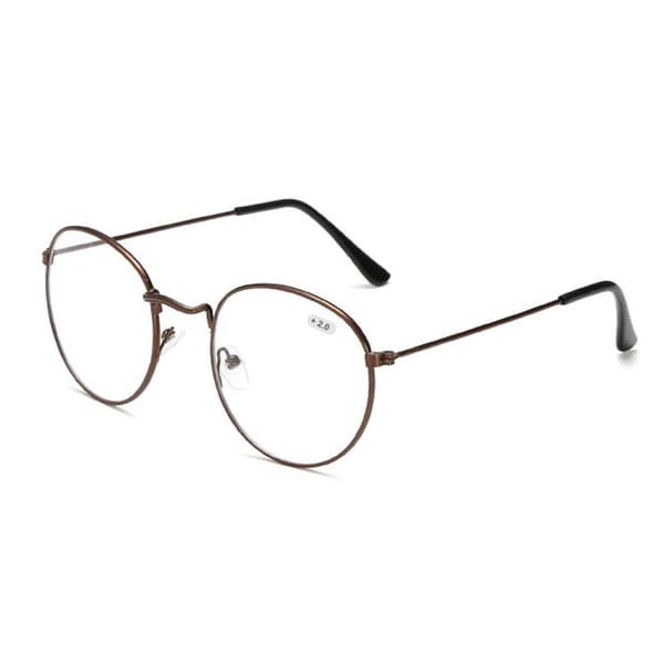 Retro Runda Läsglasögon Glasögon Styrka 2.0 Brun