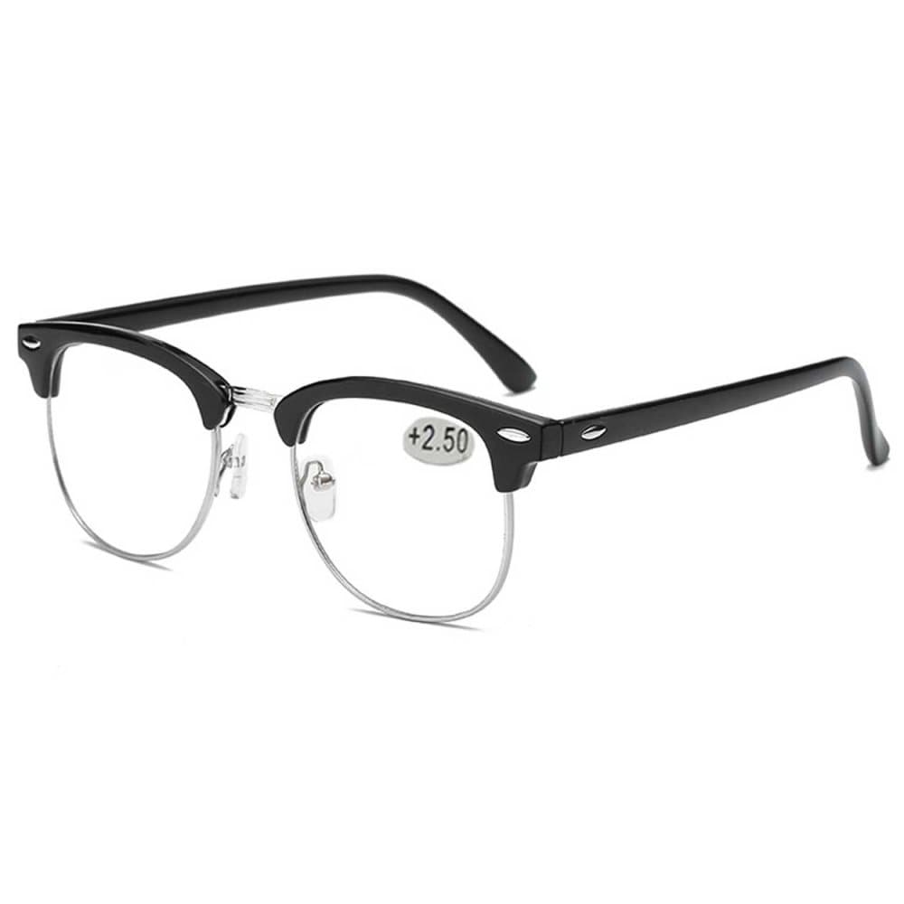 Svarta Clubmaster Läsglasögon med Silver Styrka - 3