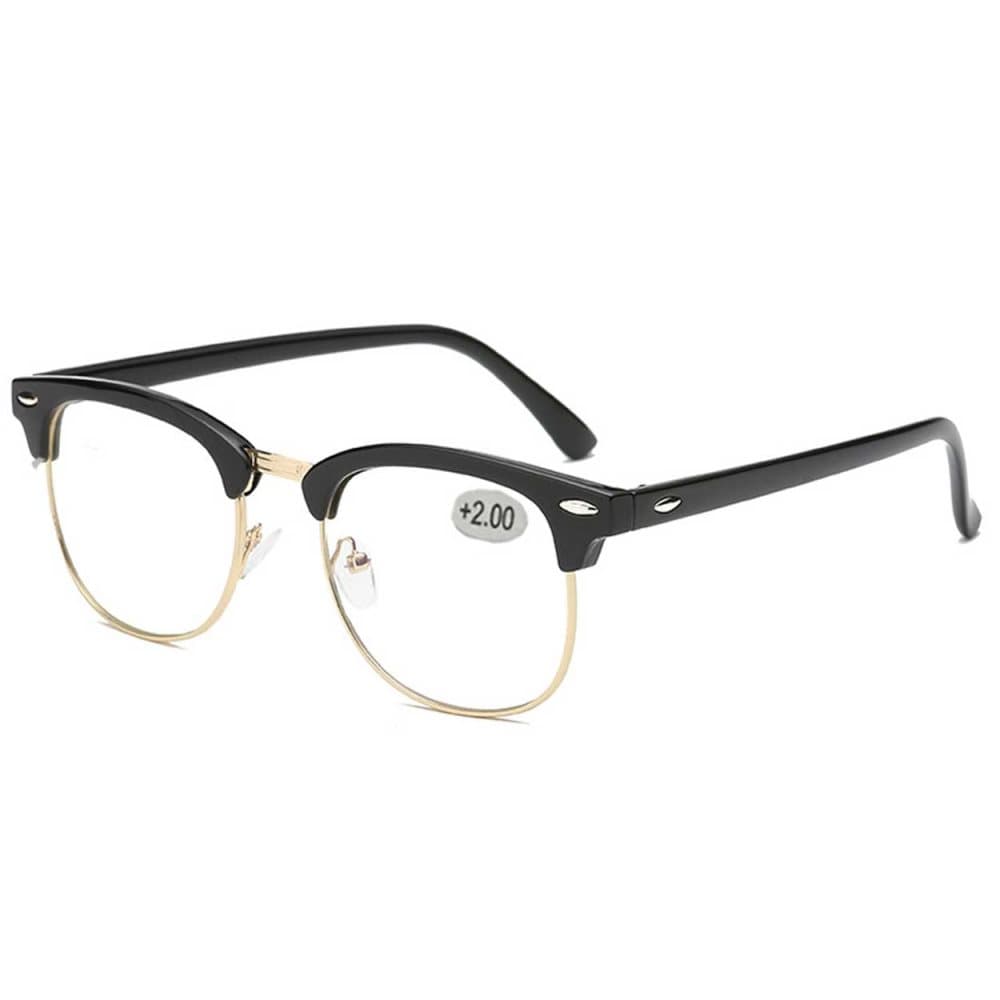 Svarta Clubmaster Läsglasögon med Guld Styrka - 3