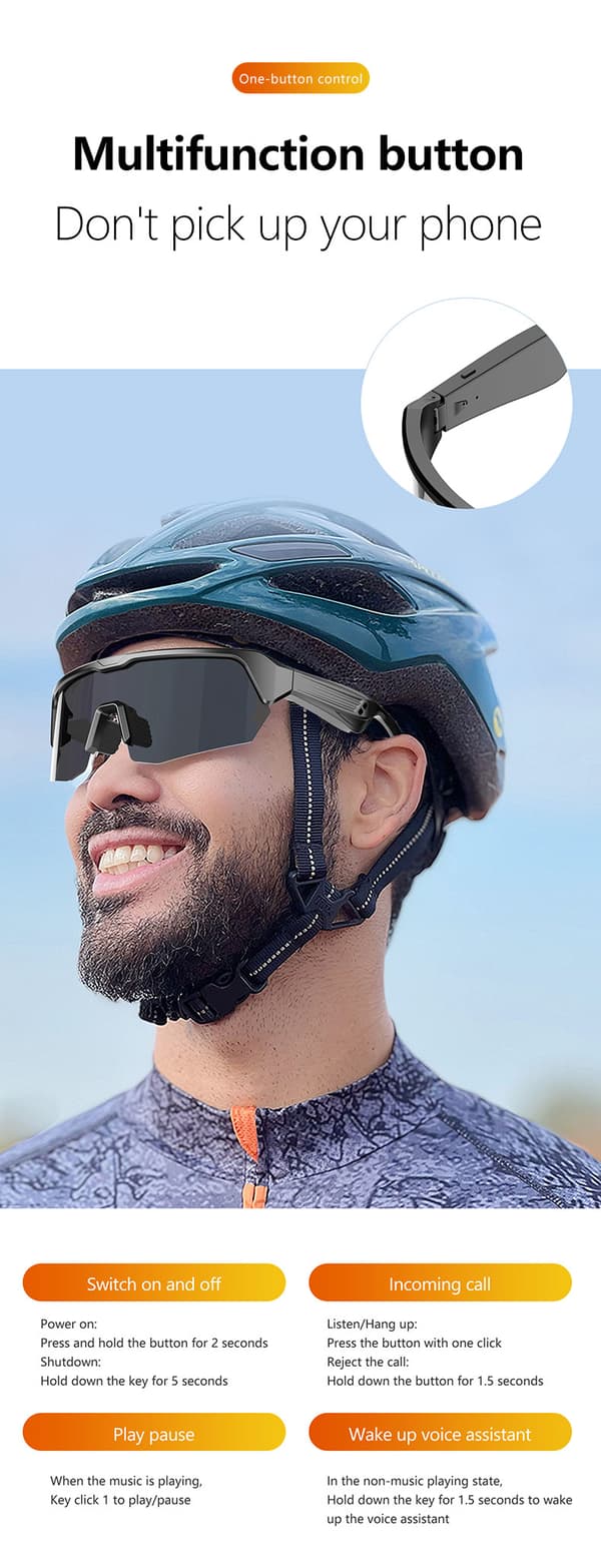 INF Utendørs sykling sport Bluetooth-briller - Sølv