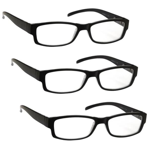 Läsglasögon - UV-läsare - Pack 3 Dioptri +2,00 - Herr Dam Designer Style Svart
