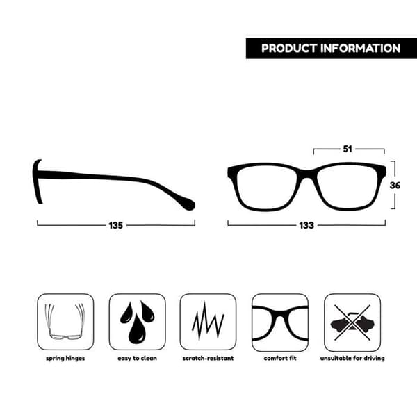 Läsglasögonen - R27-1-350 - Läsglasögon Black Light Readers Designer Style Herr Dam R27-1 +3,50