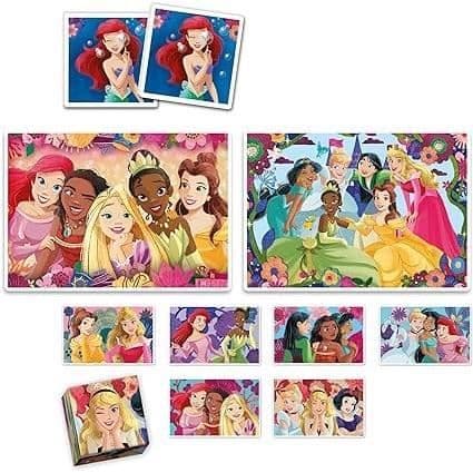 Clementoni - Edukit - Disney Princesses - 4 i 1 inlärningslåda - 2 pussel, 1 memo, 1 set med 6 kuber - Tillverkad i Italien