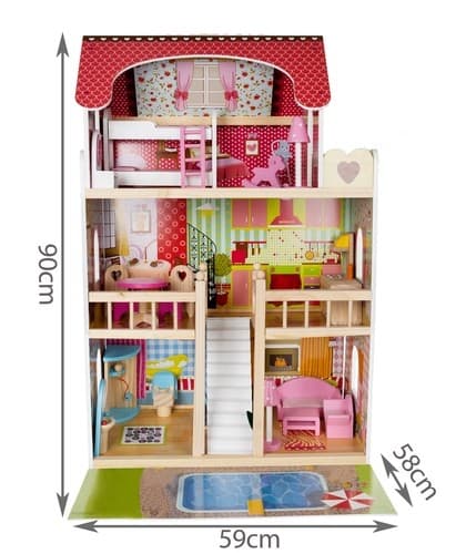 Dockhus / Leksakshus för Barn - Villa med möbler
