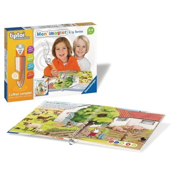 tiptoi® - Komplett interaktiv läsarbox + Bilderbok På gården - Ravensburger - Pedagogiskt elektroniskt spel - Från 3 år