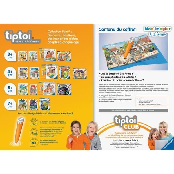 tiptoi® - Komplett interaktiv läsarbox + Bilderbok På gården - Ravensburger - Pedagogiskt elektroniskt spel - Från 3 år