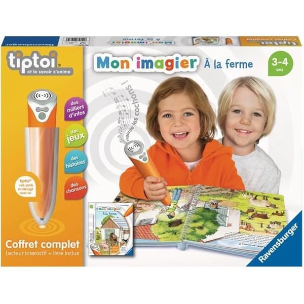 tiptoi® - Komplett interaktiv läsarbox + Bilderbok På gården - Ravensburger - Pedagogiskt elektroniskt spel - Från 3 år
