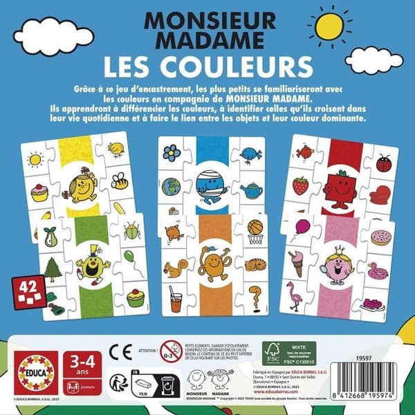 Lärspel - EDUCA - Monsieur Madame - Färger