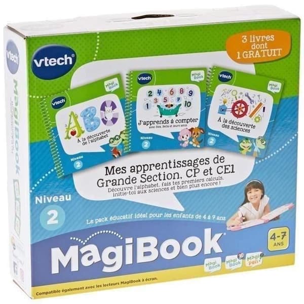 Magibook Interactive Book - VTECH - My Learning för Grande Section, CP och CE1 - Paket med 3 böcker