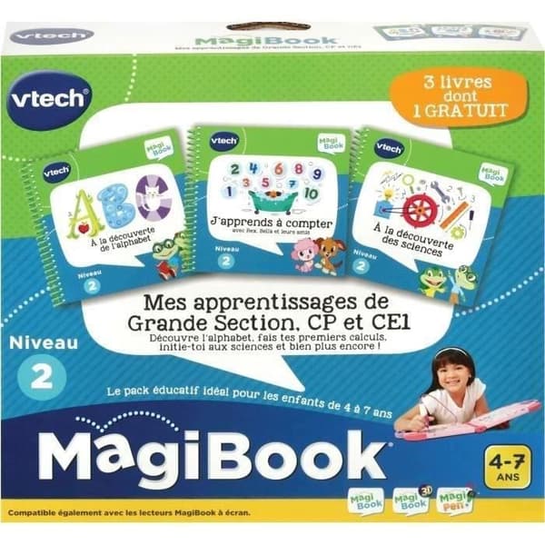 Magibook Interactive Book - VTECH - My Learning för Grande Section, CP och CE1 - Paket med 3 böcker