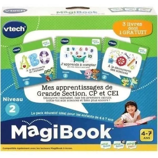 Magibook Interactive Book - VTECH - My Learning för Grande Section, CP och CE1 - Paket med 3 böcker