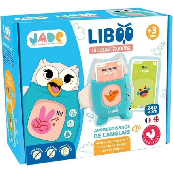 Liboo e-läsare - JADE - Franska - Engelska - 240 ord - Utbildningsspel - Batterier ingår - Ordförråd - Lära sig - Fransk design