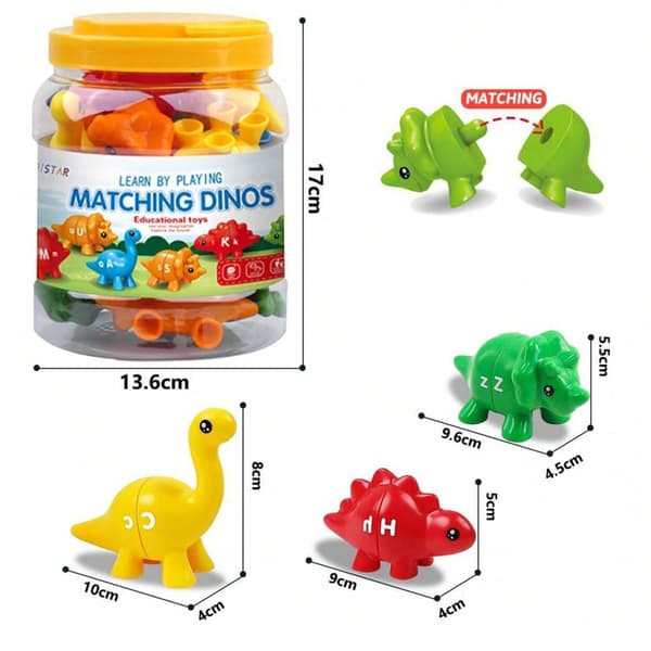 WOOPIE Montessori Læring af bogstaver Farver som dinosaurer Saml "Match The Letters" 13 stk.