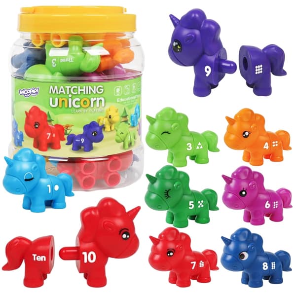 - WOOPIE Montessori Inlärning Bokstäver Färger Som Dinosaurier att Montera "Matcha Bokstäverna" 13 st.