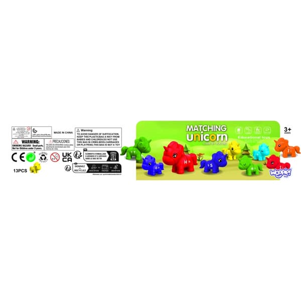 - WOOPIE Montessori Figuriner Pedgaogisk Set Enhörningar för Montering "Matcha Bokstäverna" 13 st.