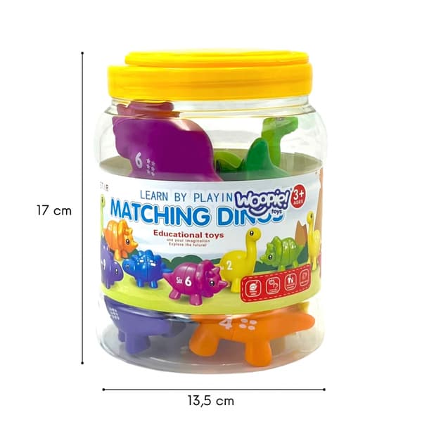- WOOPIE Montessori Inlärning Tal Färger Som Dinosaurier att Montera "Matcha Siffrorna" 13 st.