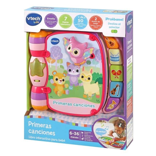 Vtech - 3480-166787 -80-166787 Första låtarna, Interaktiv bok för bebisar + 6 månader, Rosa färg, , unico