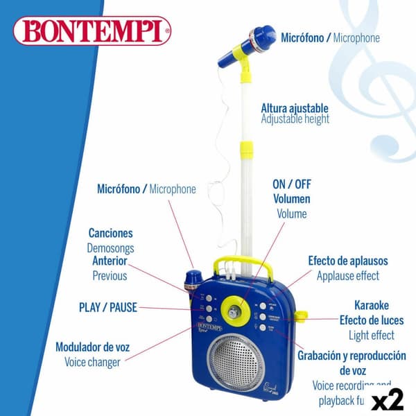 Högtalare med Karaoke Mikrofon Bontempi 2 antal