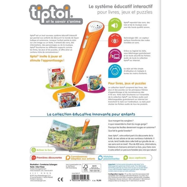 Ravensburger - Tiptoi - Jag utforskar skogen - Pedagogisk interaktiv bok för barn i åldrarna 4 till 7 år