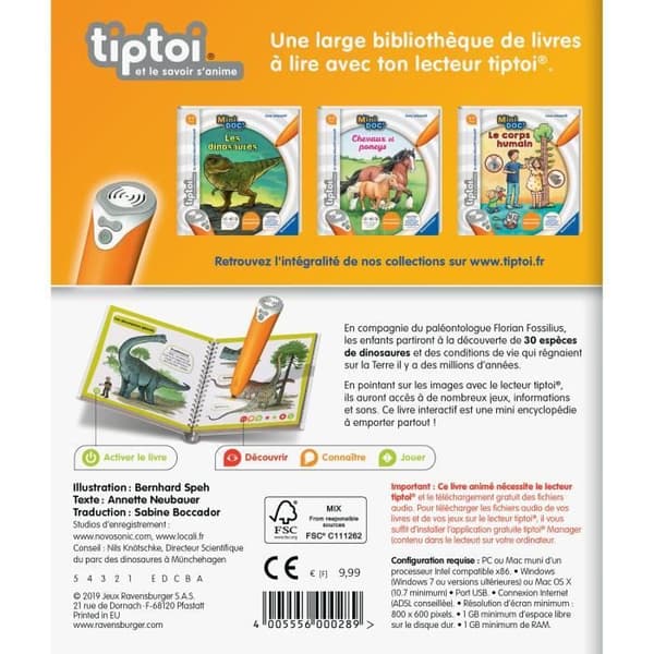 tiptoi® pedagogisk e-bok - Mini Doc' - Ravensburger dinosaurier