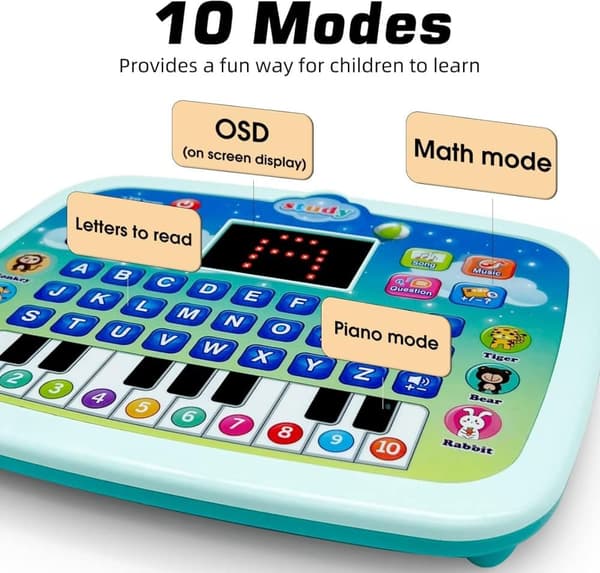 OBOSOE Baby Tablet monitoiminen kannettava lelu, oppimis- ja koulutuslelut oppimiseen valolla ja musiikilla interaktiivinen lapsille