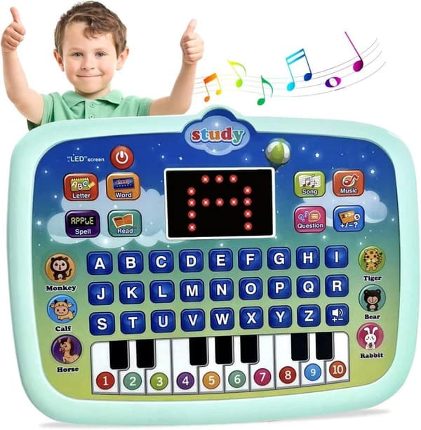 OBOSOE Baby Tablet monitoiminen kannettava lelu, oppimis- ja koulutuslelut oppimiseen valolla ja musiikilla interaktiivinen lapsille