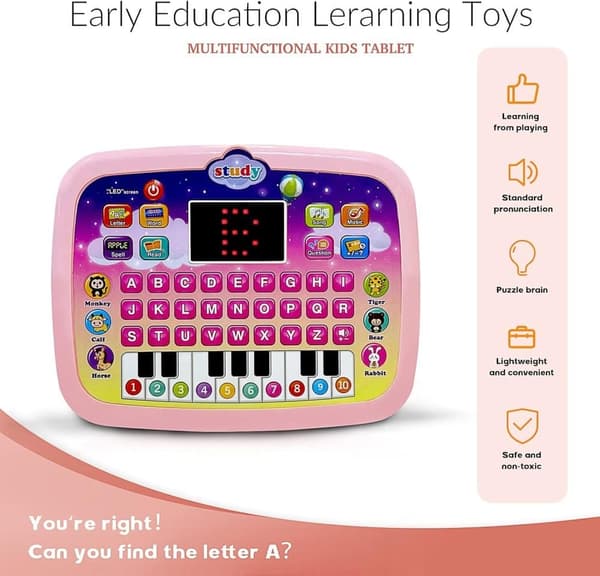OBOSOE Baby Tablet monitoiminen kannettava lelu, oppimis- ja koulutuslelut oppimiseen valolla ja musiikilla interaktiivinen lapsille