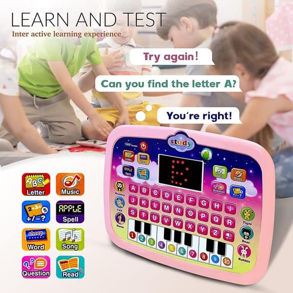 OBOSOE Baby Tablet monitoiminen kannettava lelu, oppimis- ja koulutuslelut oppimiseen valolla ja musiikilla interaktiivinen lapsille